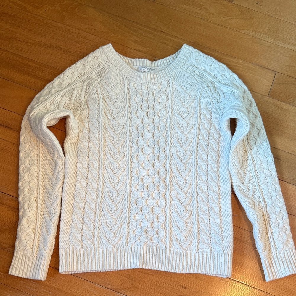 Forever 21 Cream Cable Knit Sweater